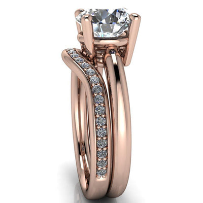 Mindy Round Moissanite 4 Prong Upper and Lower Gallery Classic Solitaire Ring-Custom-Made Jewelry-Fire & Brilliance ®