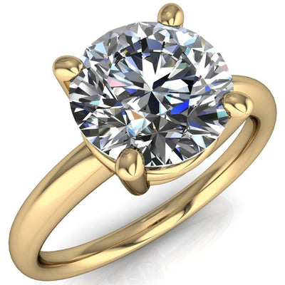 Mindy Round Moissanite 4 Prong Upper and Lower Gallery Classic Solitaire Ring-Custom-Made Jewelry-Fire & Brilliance ®