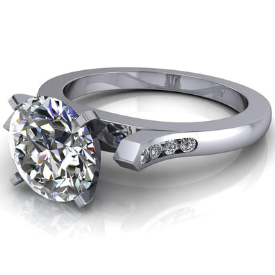 Minette Round Moissanite Channel Set Diamonds Cathedral Ring-Custom-Made Jewelry-Fire & Brilliance ®