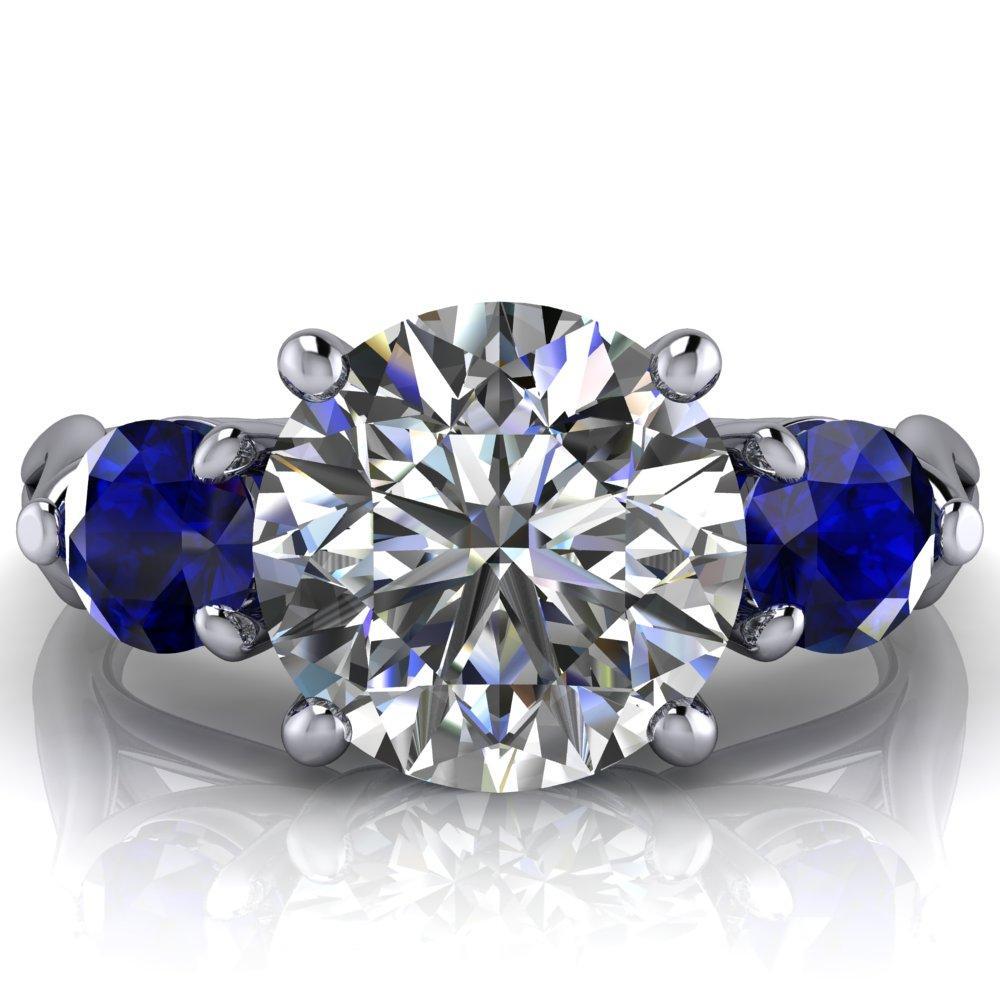 Mira Round Center Stone Blue Sapphire Side Split Shank