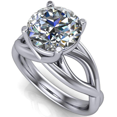 Miranda Round Moissanite 4 Prong Split Shank Engagement Ring-Custom-Made Jewelry-Fire & Brilliance ®