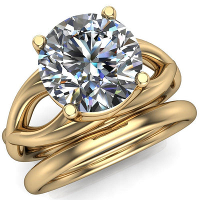 Miranda Round Moissanite 4 Prong Split Shank Engagement Ring-Custom-Made Jewelry-Fire & Brilliance ®