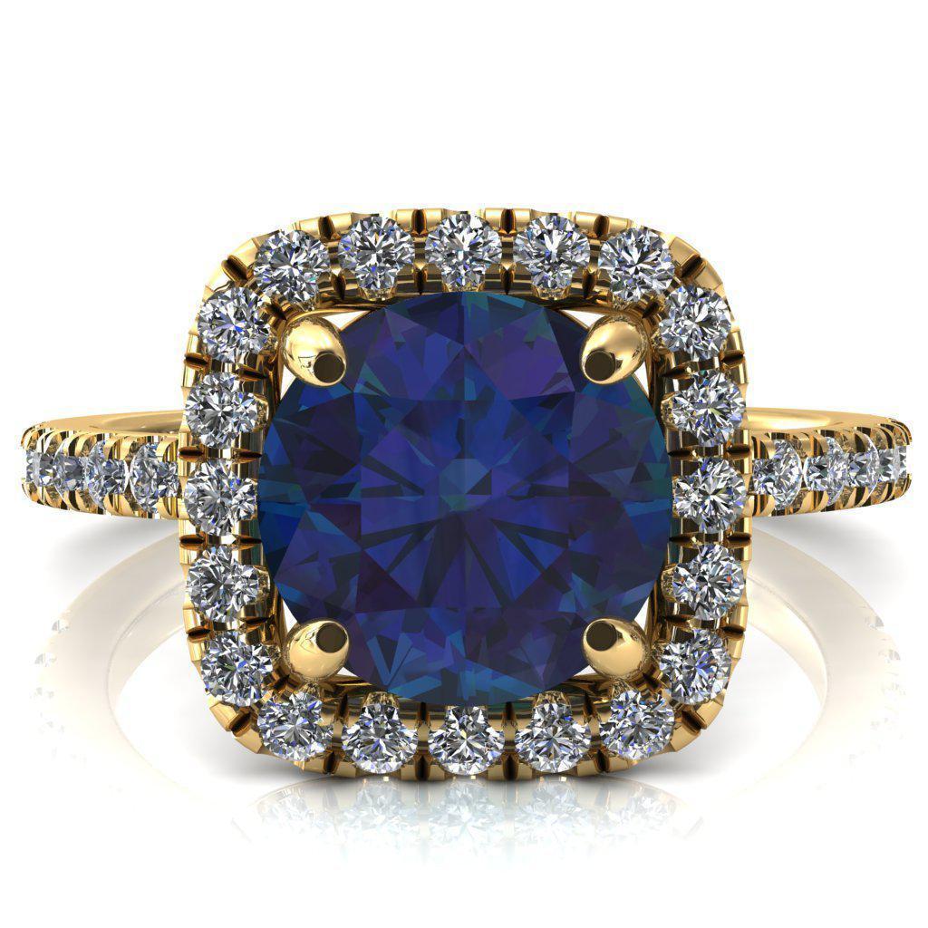 Molly Round Alexandrite Halo 4 Prong 3/4 Diamond Eternity Engagement Ring-FIRE & BRILLIANCE