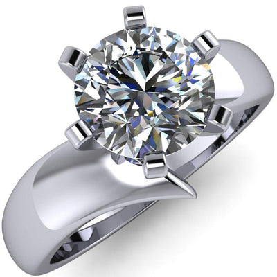 Monae Round Moissanite 6 Peg Wavy Bypass Engagement Ring-Custom-Made Jewelry-Fire & Brilliance ®