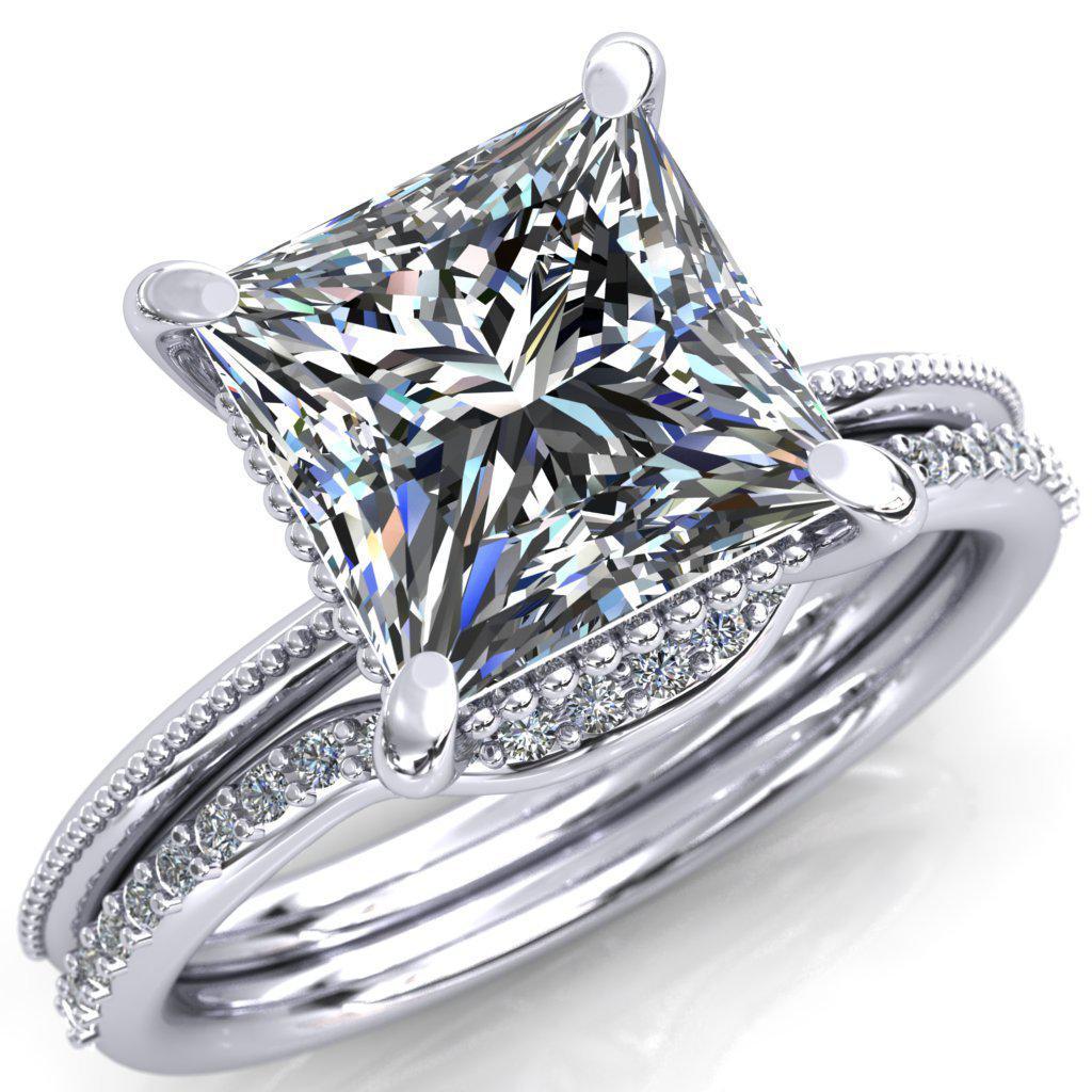 Monet Princess/Square Moissanite Doly Engagement Ring-Custom-Made Jewelry-Fire & Brilliance ®