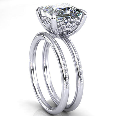 Monet Princess/Square Moissanite Doly Engagement Ring-Custom-Made Jewelry-Fire & Brilliance ®