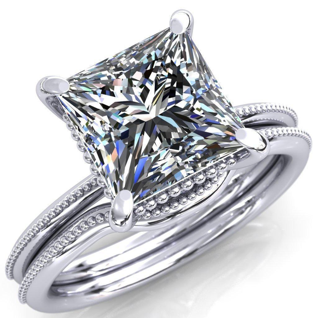 Monet Princess/Square Moissanite Doly Engagement Ring-Custom-Made Jewelry-Fire & Brilliance ®