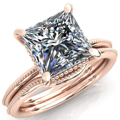 Monet Princess/Square Moissanite Doly Engagement Ring-Custom-Made Jewelry-Fire & Brilliance ®