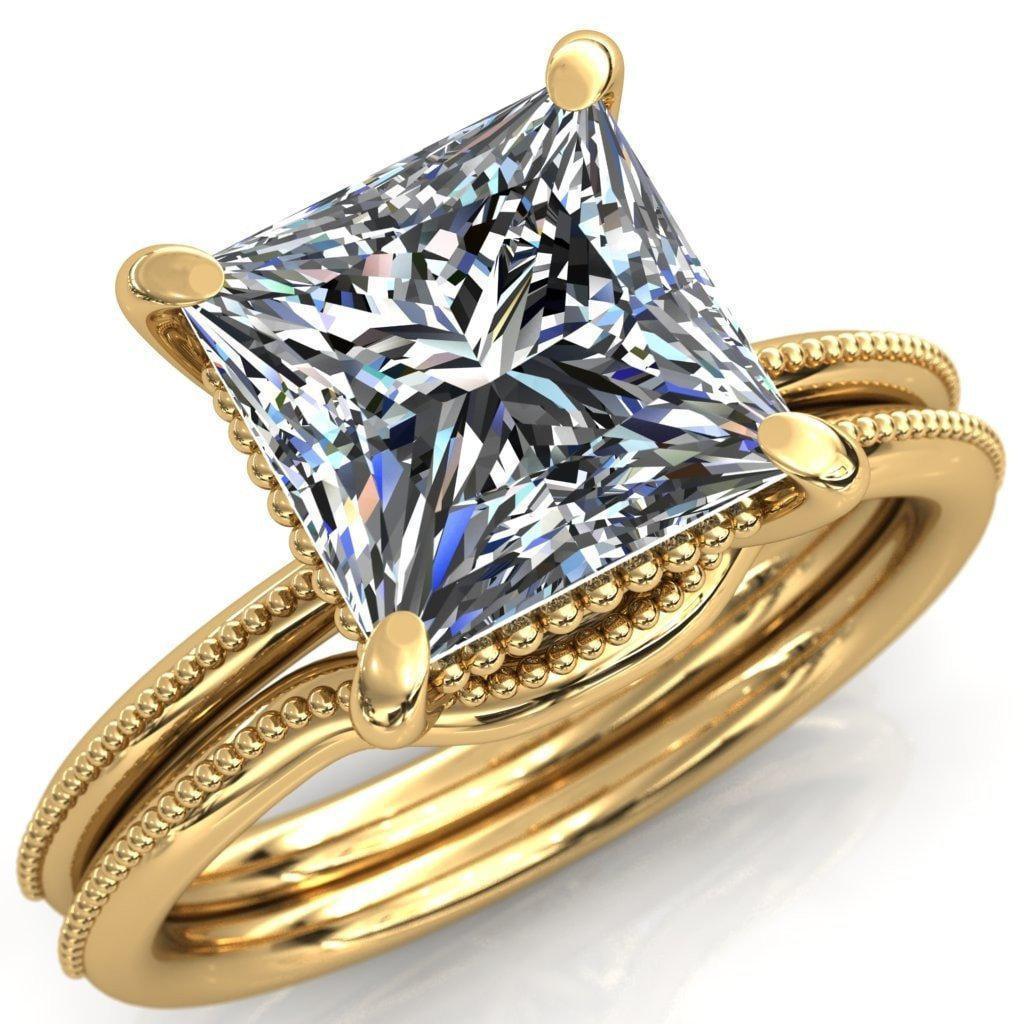 Monet Princess/Square Moissanite Doly Engagement Ring-Custom-Made Jewelry-Fire & Brilliance ®