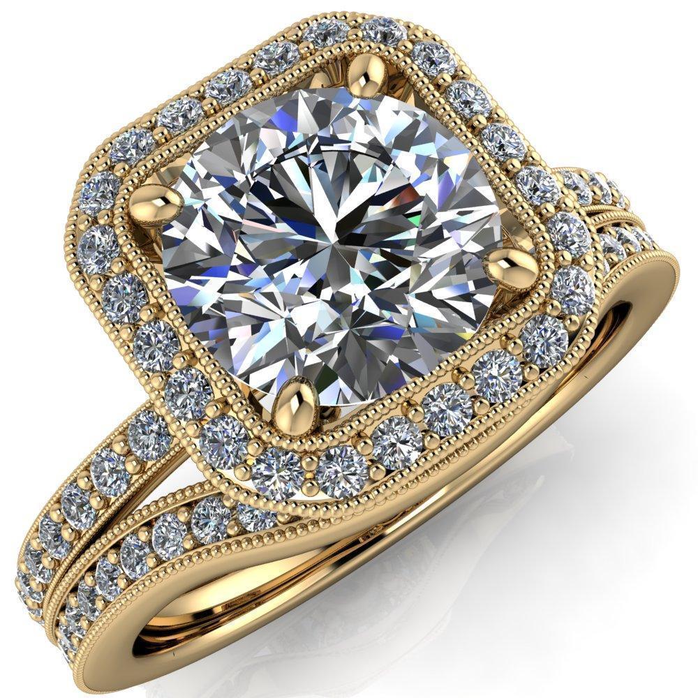 10K White Gold 1 Carat Round Shaped Halo Diamond Bridal Engagement – Monica  Jewelers