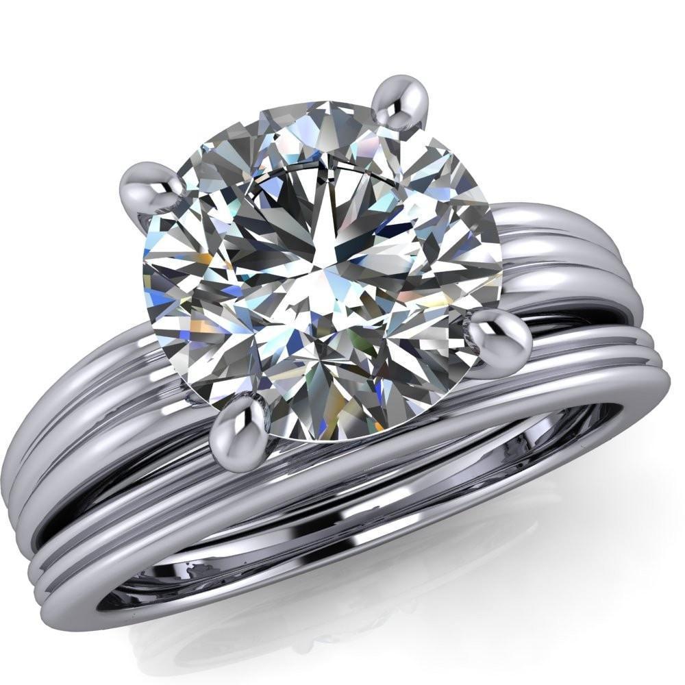Monique Round Moissanite Triple Etched Solitaire Ring-Custom-Made Jewelry-Fire & Brilliance ®