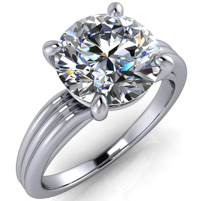 Monique Round Moissanite Triple Etched Solitaire Ring-Custom-Made Jewelry-Fire & Brilliance ®