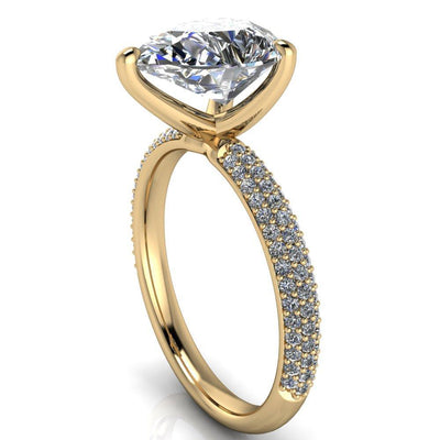 Moreaux Pear Moissanite 4 Prong Half-Round Shank Engagement Ring-Custom-Made Jewelry-Fire & Brilliance ®