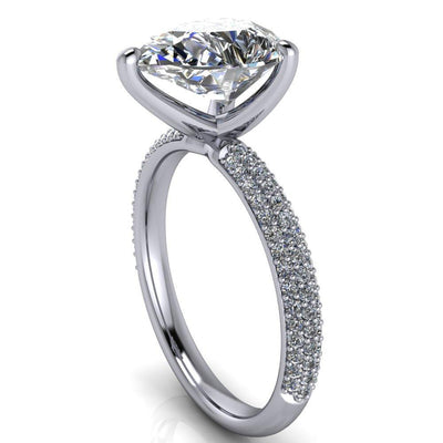 Moreaux Pear Moissanite 4 Prong Half-Round Shank Engagement Ring-Custom-Made Jewelry-Fire & Brilliance ®