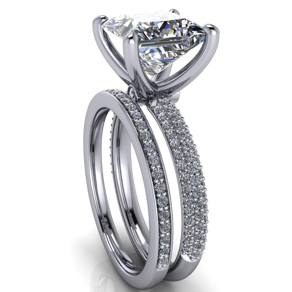 Moreaux Princess/Square Moissanite 4 Prong Half-Round Shank Engagement Ring-Custom-Made Jewelry-Fire & Brilliance ®