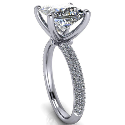 Moreaux Princess/Square Moissanite 4 Prong Half-Round Shank Engagement Ring-Custom-Made Jewelry-Fire & Brilliance ®