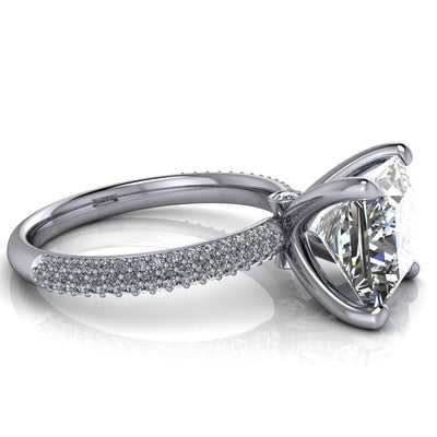 Moreaux Princess/Square Moissanite 4 Prong Half-Round Shank Engagement Ring-Custom-Made Jewelry-Fire & Brilliance ®