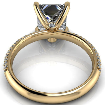 Moreaux Princess/Square Moissanite 4 Prong Half-Round Shank Engagement Ring-Custom-Made Jewelry-Fire & Brilliance ®