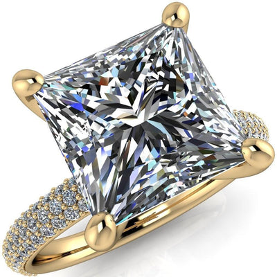 Moreaux Princess/Square Moissanite 4 Prong Half-Round Shank Engagement Ring-Custom-Made Jewelry-Fire & Brilliance ®