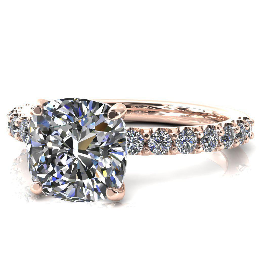 Mylene Cushion Moissanite 4 Prong Sculptural Half Eternity Diamond Engagement Ring-Custom-Made Jewelry-Fire & Brilliance ®
