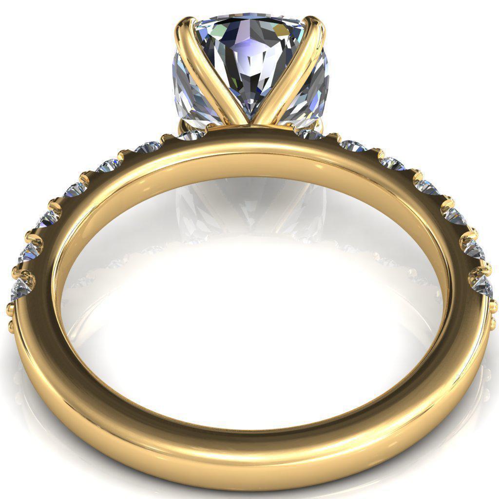 Mylene Cushion Moissanite 4 Prong Sculptural Half Eternity Diamond Engagement Ring-Custom-Made Jewelry-Fire & Brilliance ®