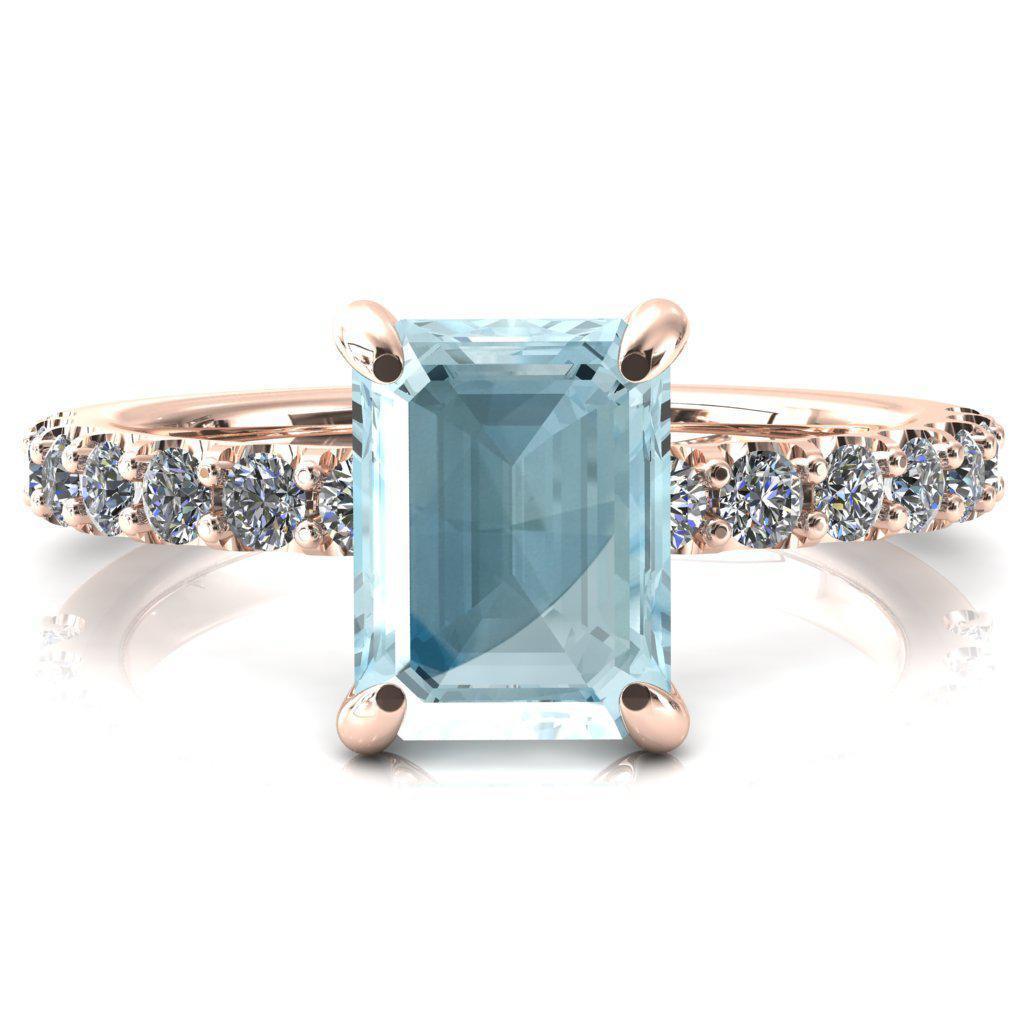 Mylene Emerald Aqua Blue Spinel 4 Prong Sculptural Half Eternity Diamond Engagement Ring-FIRE & BRILLIANCE