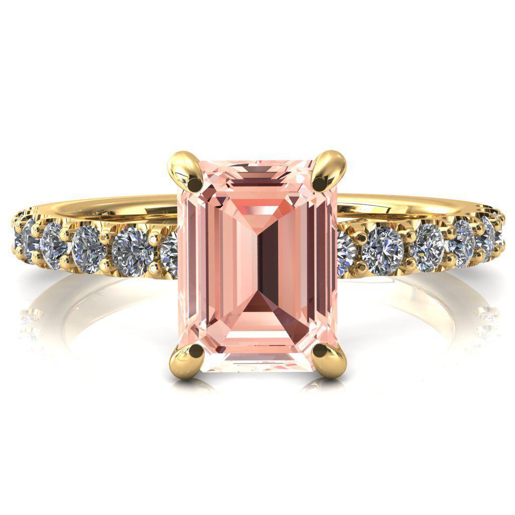 Mylene Emerald Champagne Sapphire 4 Prong Sculptural Half Eternity Diamond Engagement Ring-FIRE & BRILLIANCE