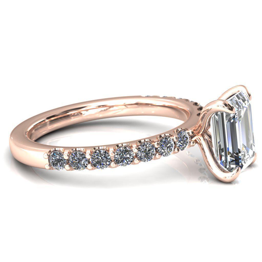 Mylene Emerald Moissanite 4 Prong Sculptural Half Eternity Diamond Engagement Ring-Custom-Made Jewelry-Fire & Brilliance ®