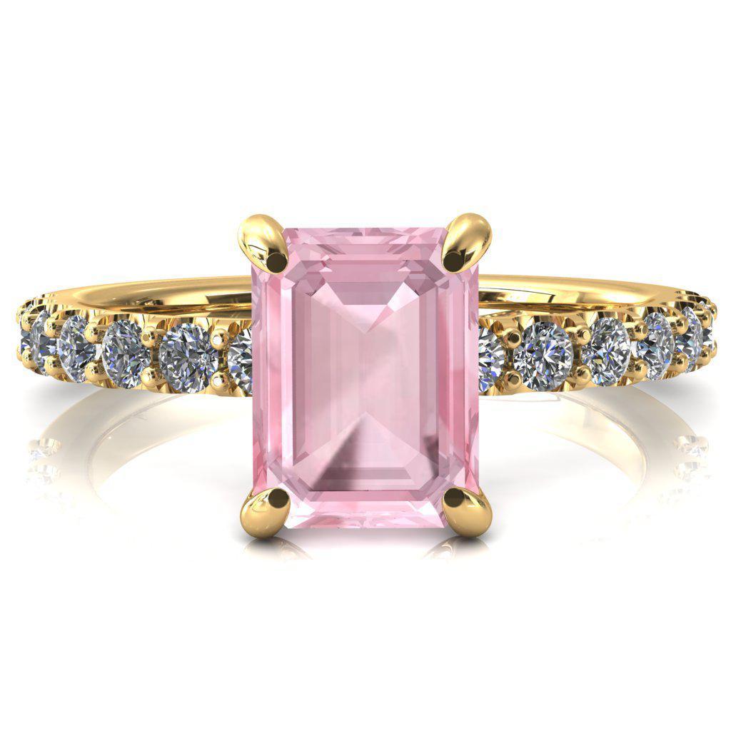 Mylene Emerald Pink Sapphire 4 Prong Sculptural Half Eternity Diamond Engagement Ring-FIRE & BRILLIANCE