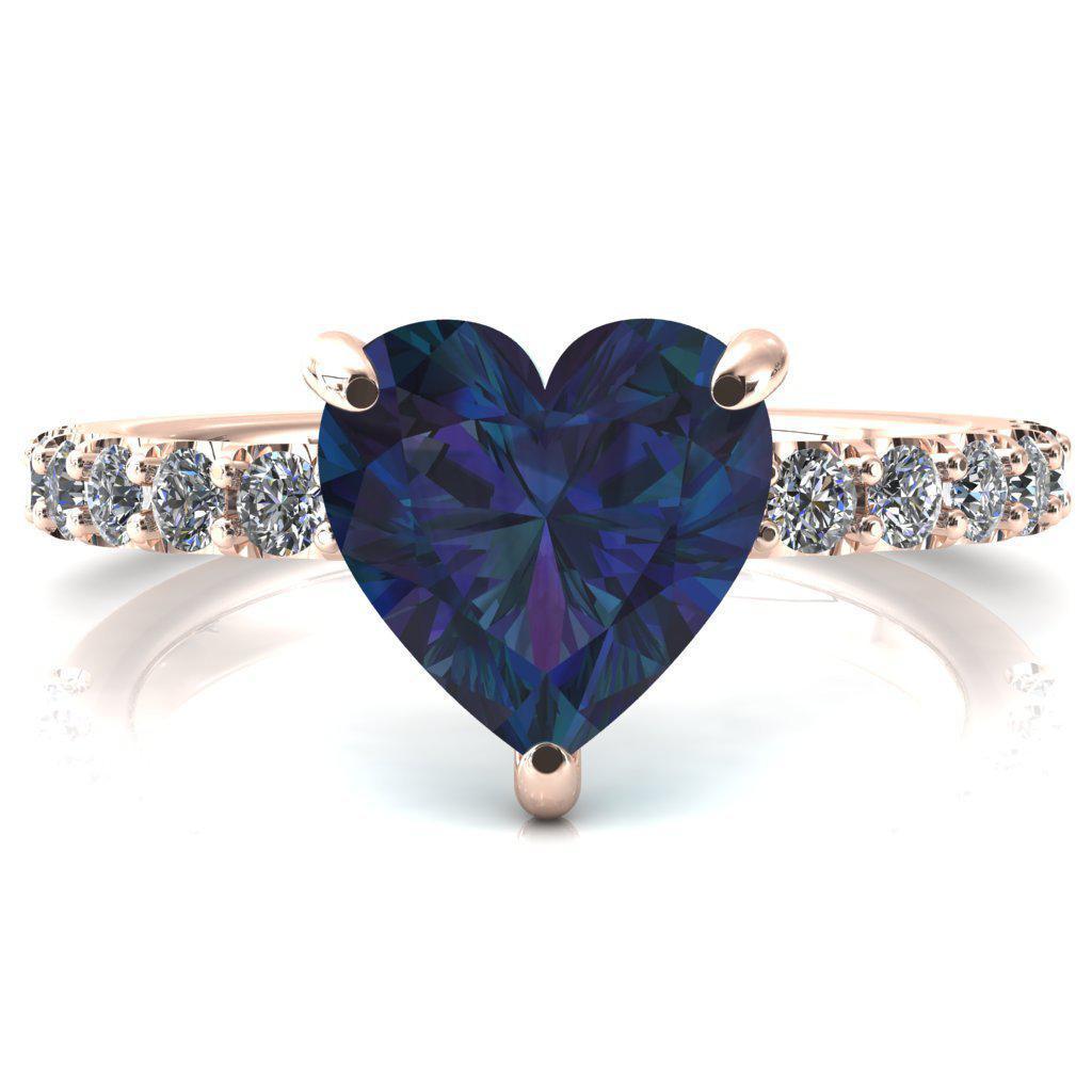 Mylene Heart Alexandrite 3 Prong Sculptural Half Eternity Diamond Engagement Ring-FIRE & BRILLIANCE