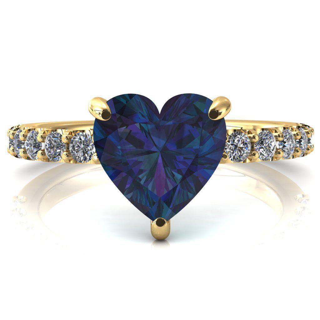 Mylene Heart Alexandrite 3 Prong Sculptural Half Eternity Diamond Engagement Ring-FIRE & BRILLIANCE