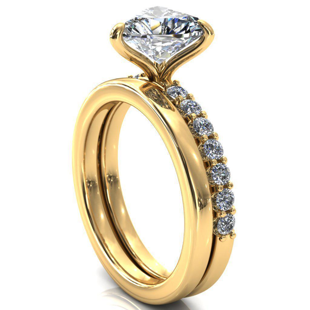 Mylene Heart Moissanite 3 Prong Sculptural Half Eternity Diamond Engagement Ring-Custom-Made Jewelry-Fire & Brilliance ®