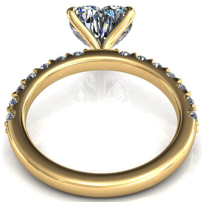 Mylene Heart Moissanite 3 Prong Sculptural Half Eternity Diamond Engagement Ring-Custom-Made Jewelry-Fire & Brilliance ®