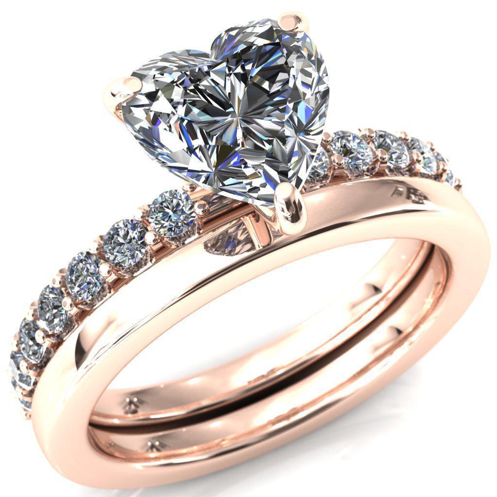 Mylene Heart Moissanite 3 Prong Sculptural Half Eternity Diamond Engagement Ring-Custom-Made Jewelry-Fire & Brilliance ®
