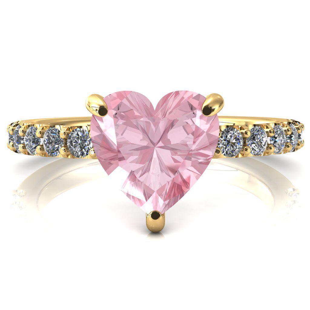 Mylene Heart Pink Sapphire 3 Prong Sculptural Half Eternity Diamond Engagement Ring-FIRE & BRILLIANCE