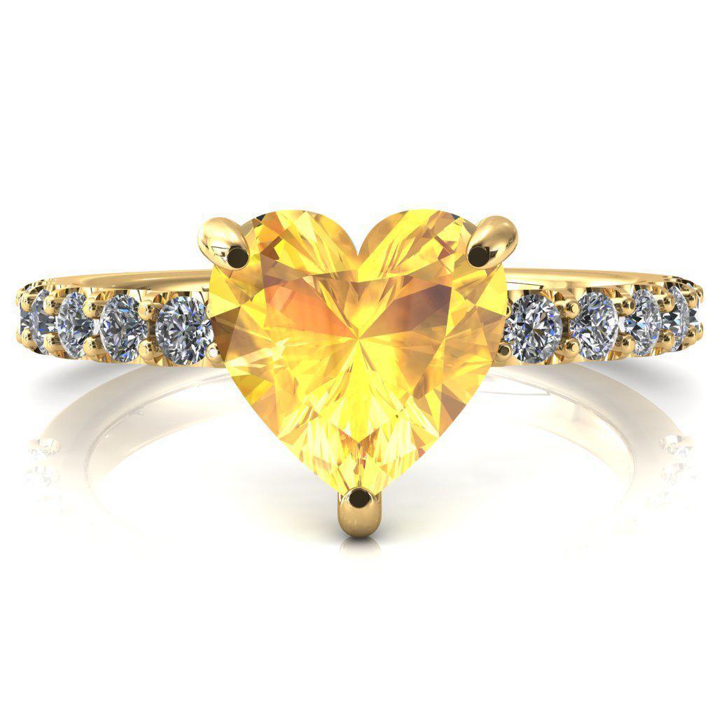 Mylene Heart Yellow Sapphire 3 Prong Sculptural Half Eternity Diamond Engagement Ring-FIRE & BRILLIANCE