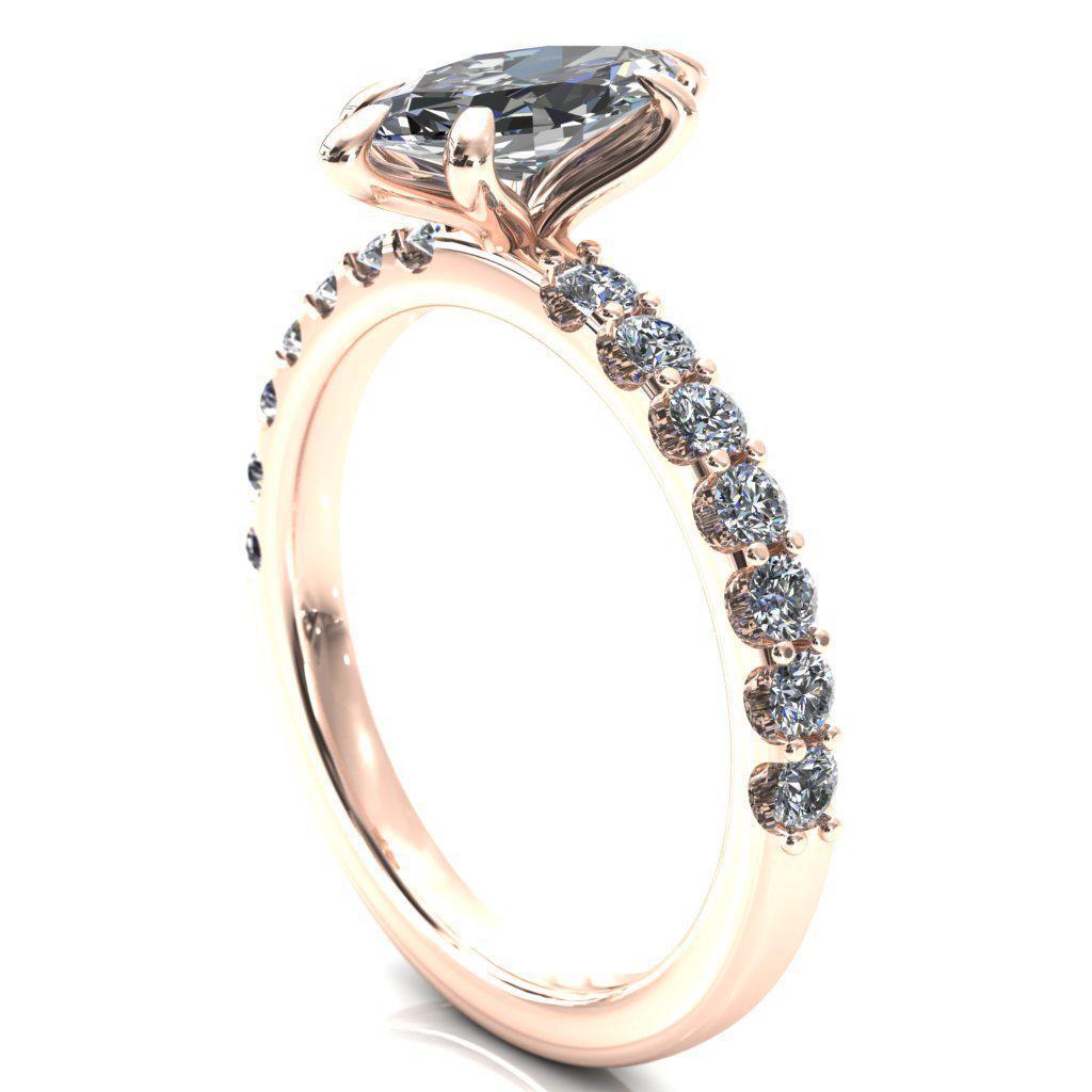Mylene Marquise Moissanite 6 Prong Sculptural Half Eternity Diamond Engagement Ring-Custom-Made Jewelry-Fire & Brilliance ®