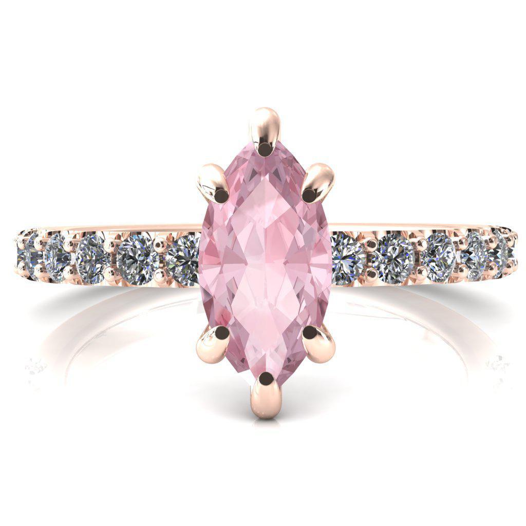 Mylene Marquise Pink Sapphire 6 Prong Sculptural Half Eternity Diamond Engagement Ring-FIRE & BRILLIANCE