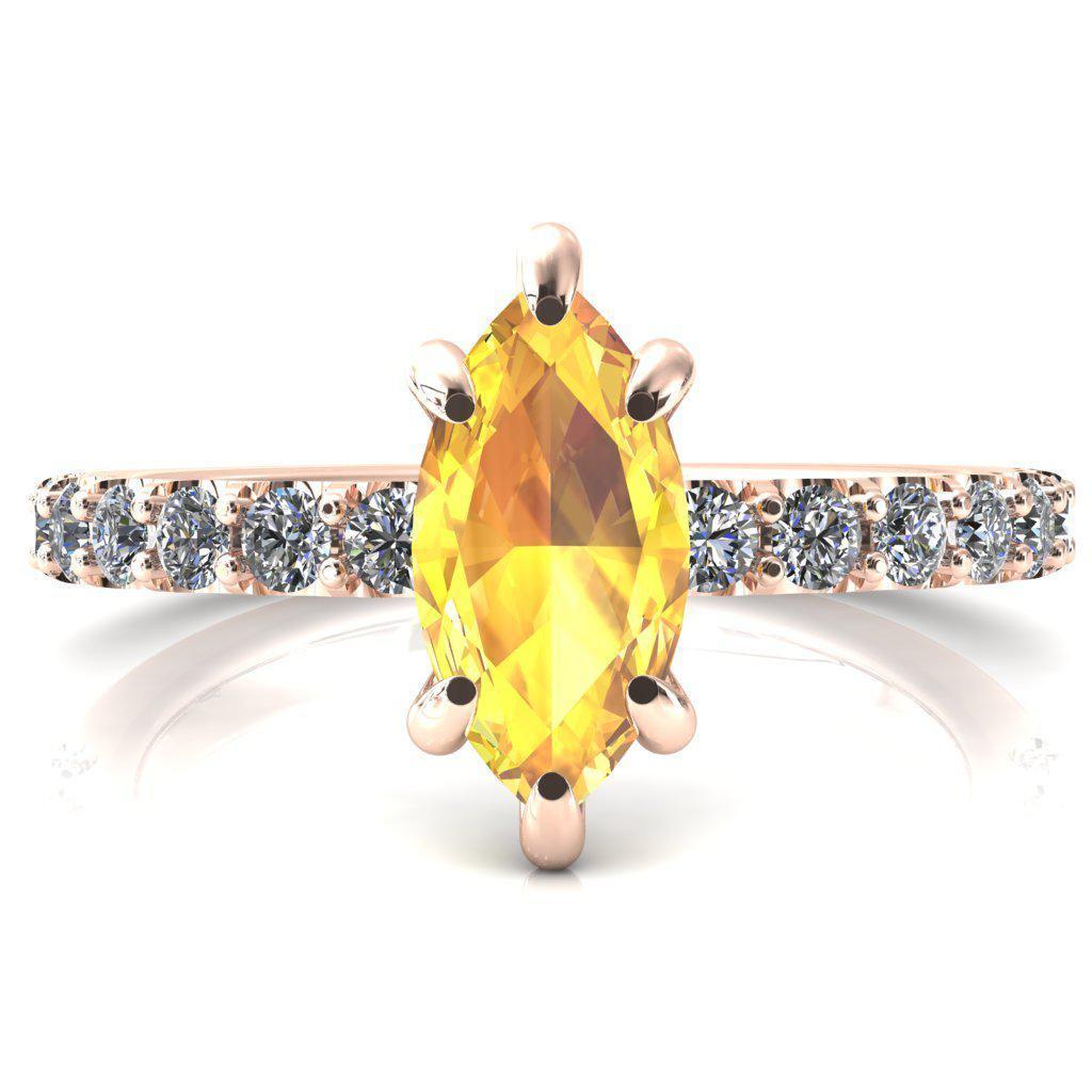 Mylene Marquise Yellow Sapphire 6 Prong Sculptural Half Eternity Diamond Engagement Ring-FIRE & BRILLIANCE