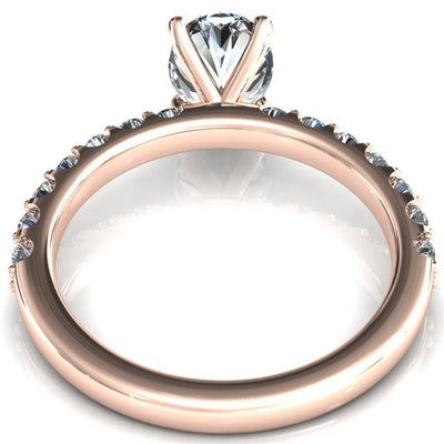 Mylene Oval Moissanite 4 Prong Sculptural Half Eternity Diamond Engagement Ring-Custom-Made Jewelry-Fire & Brilliance ®