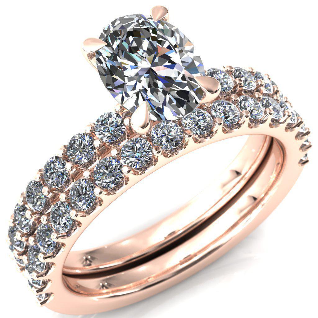 Mylene Oval Moissanite 4 Prong Sculptural Half Eternity Diamond Engagement Ring-Custom-Made Jewelry-Fire & Brilliance ®