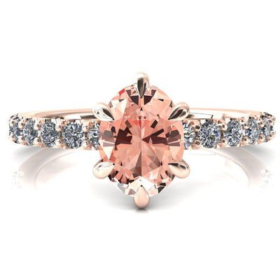 Mylene Oval Champagne Sapphire 6 Prong Sculptural Half Eternity Diamond Engagement Ring-FIRE & BRILLIANCE