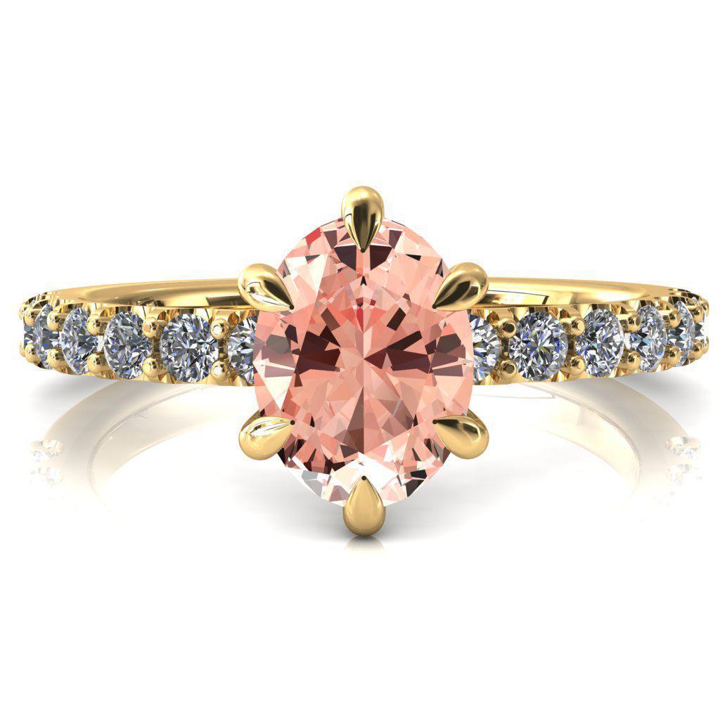 Mylene Oval Champagne Sapphire 6 Prong Sculptural Half Eternity Diamond Engagement Ring-FIRE & BRILLIANCE
