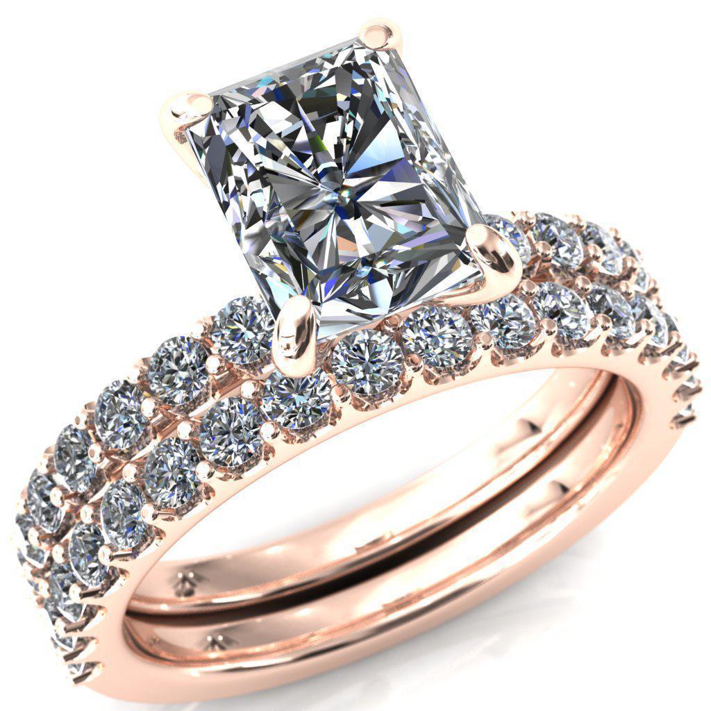 Mylene Radiant Moissanite 4 Prong Sculptural Half Eternity Diamond Engagement Ring-Custom-Made Jewelry-Fire & Brilliance ®