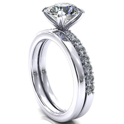 Mylene Round Moissanite 4 Prong Sculptural Half Eternity Diamond Engagement Ring-Custom-Made Jewelry-Fire & Brilliance ®