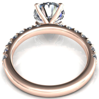 Mylene Round Moissanite 4 Prong Sculptural Half Eternity Diamond Engagement Ring-Custom-Made Jewelry-Fire & Brilliance ®