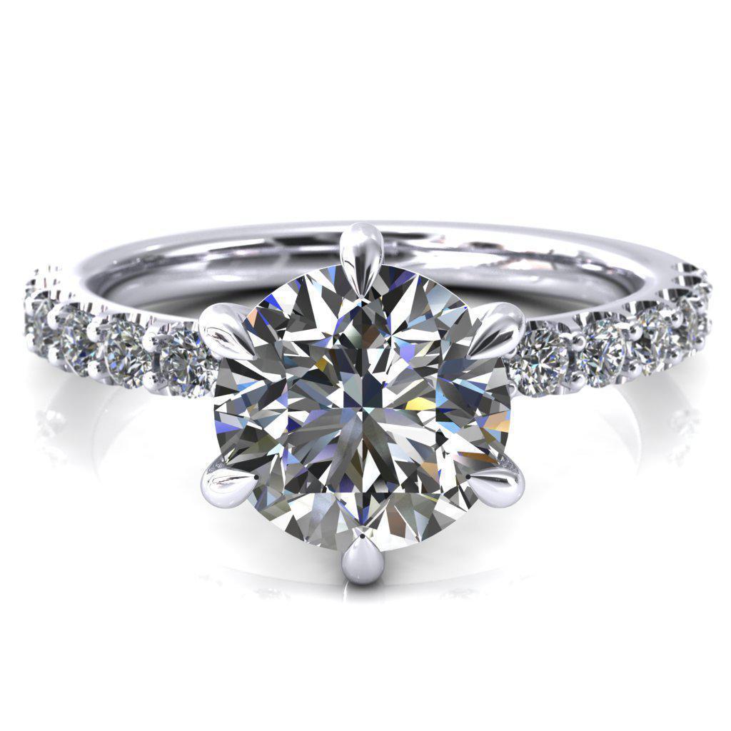 Mylene Round Moissanite 6 Prong Sculptural Half Eternity Diamond Engagement Ring-Custom-Made Jewelry-Fire & Brilliance ®
