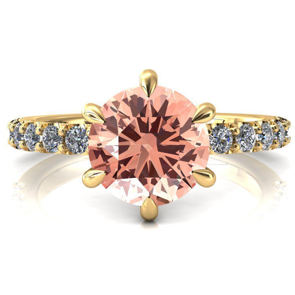 Mylene Round Champagne Sapphire 6 Prong Sculptural Half Eternity Diamond Engagement Ring-FIRE & BRILLIANCE