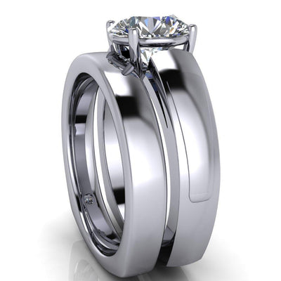 Myra Round Moissanite 4 Prong Upper & Lower Gallery Euro Shank Solitaire Ring-Custom-Made Jewelry-Fire & Brilliance ®