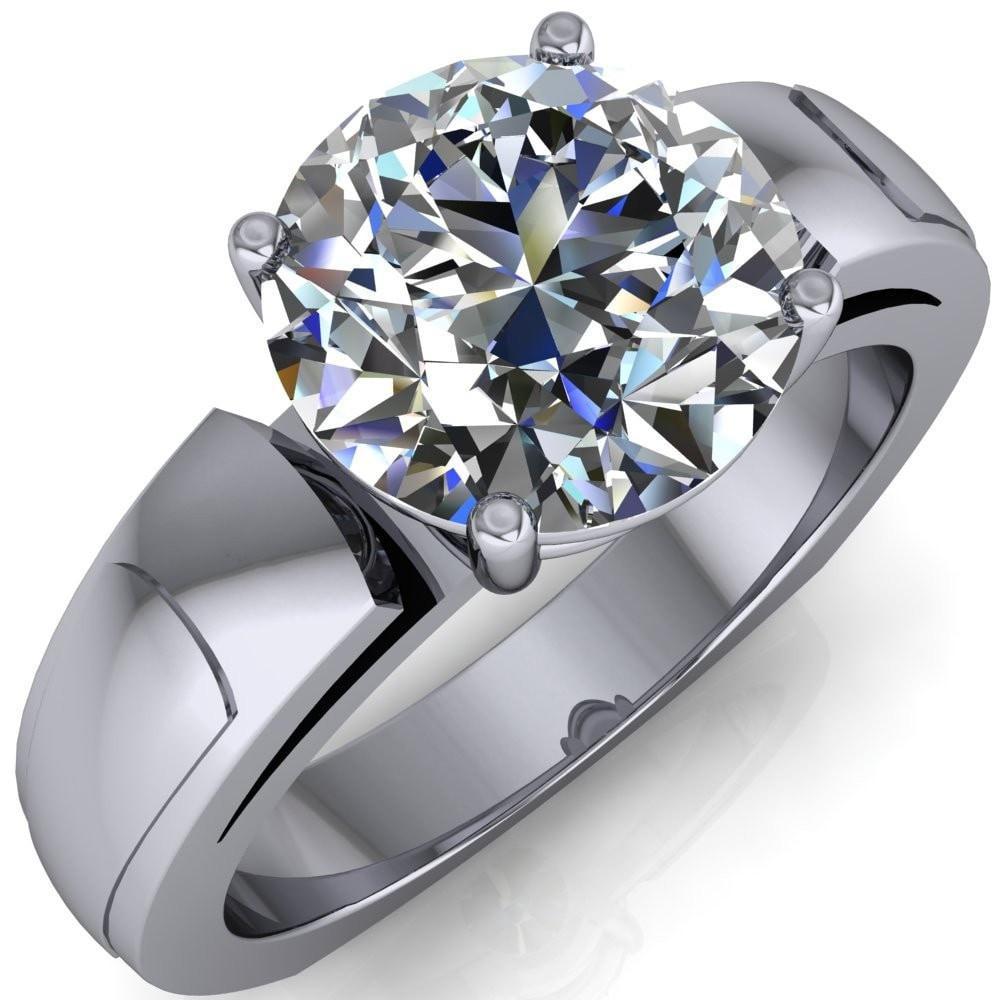 Myra Round Moissanite 4 Prong Upper & Lower Gallery Euro Shank Solitaire Ring-Custom-Made Jewelry-Fire & Brilliance ®